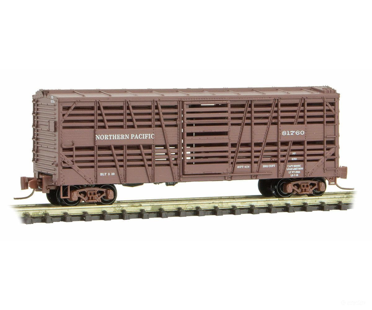 Micro Trains Z 52000231 40 Despatch Stock Car - Ready To Run -- Northern Pacific #81760 (Boxcar Red)