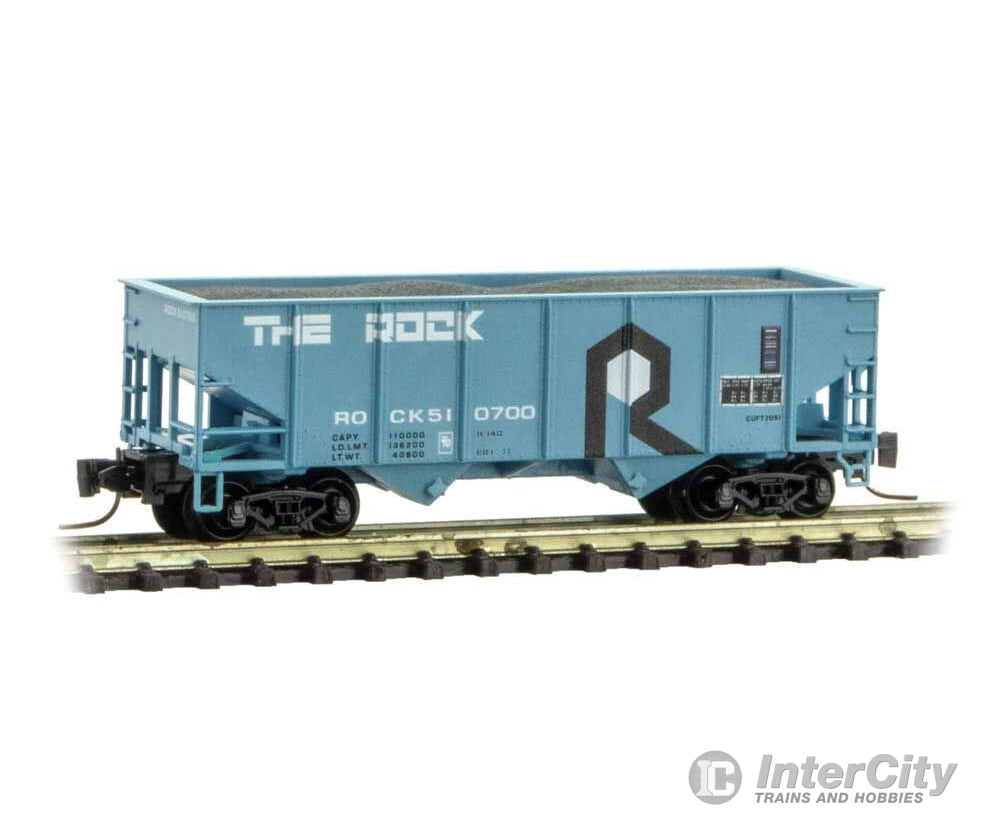 Micro Trains Z 53400091 33 2-Bay Rib-Side Hopper - Ready To Run -- Rock Island 510700 (Blue Black