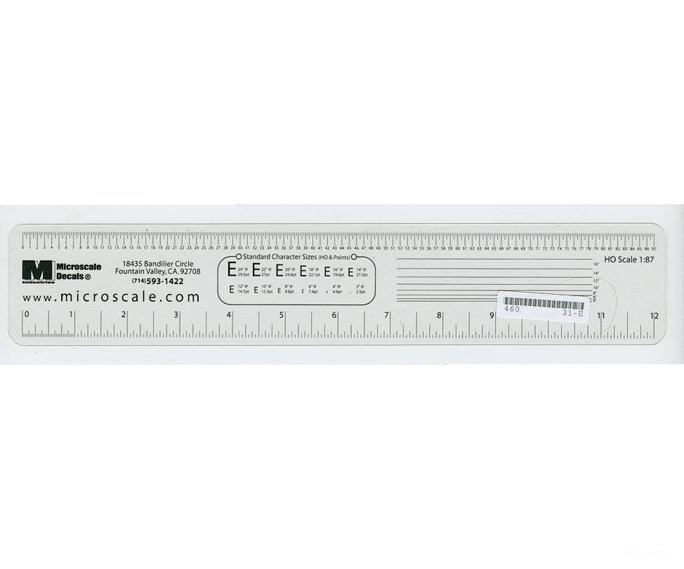 Microscale HO 31 Microscale - Clear (See-Through) HO Scale Ruler Tools