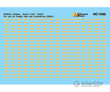 Microscale HO 4389 Mini-Cal Conspicuity Markings 2005+ (Reflector Stripes for Locos & Cars) - Yellow Decals