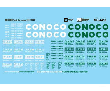 Microscale Ho 4413 Railroad Decal Set -- 1912-1929 Conoco Tank Cars Decals