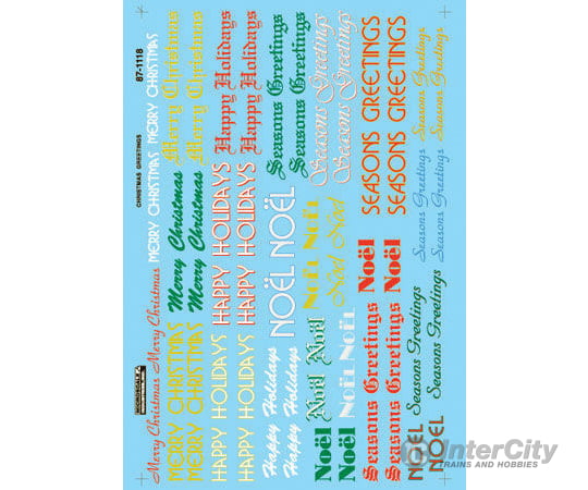 Microscale Ho 871118 Railroad Decal Set -- Christmas Train Graphics Holiday Greetings Decals