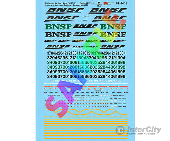 Microscale Ho 871411 Railroad Decal Set -- Bnsf Railway Diesel Locomotive Remotes Slugs Switchers &