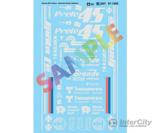 Microscale Ho 871462 Vehicle Decal Set -- Ghost Lettering For Various Railroad-Owned Trailers