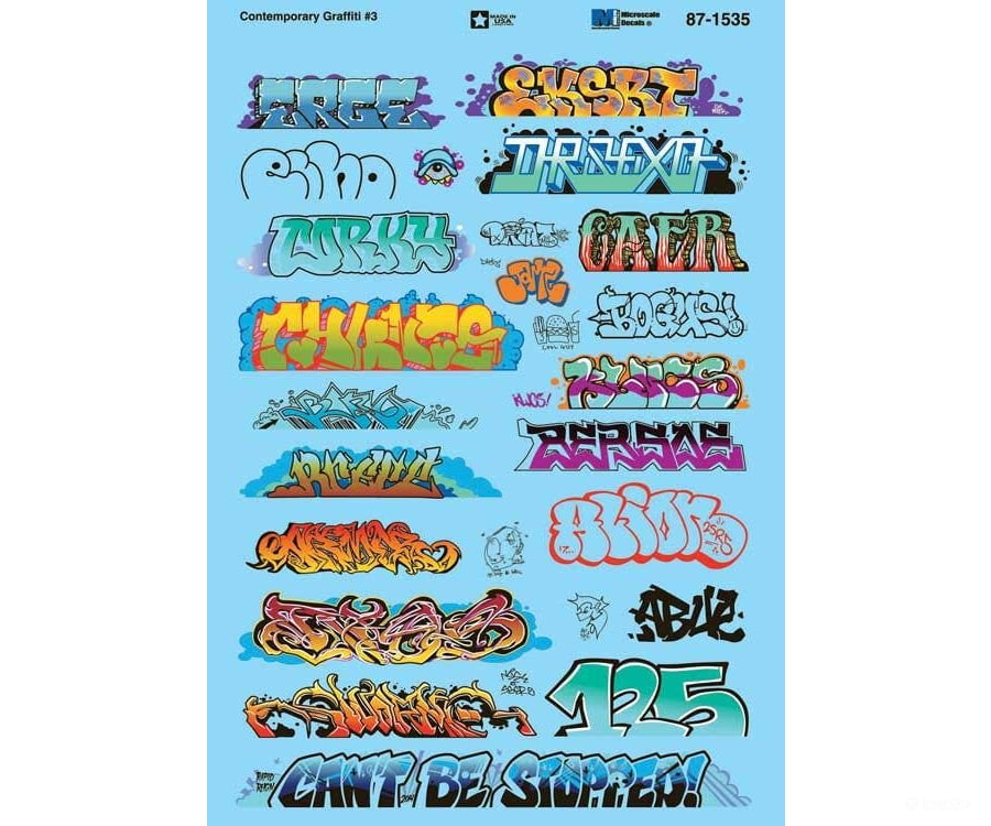 Microscale HO 871535 Graffiti Decal Set - Contemporary (Set #3) - Decals