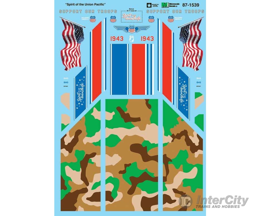 Microscale Ho 871539 Railroad Decal Set -- Union Pacific 1943 Spirit Of The Commemorative Decals
