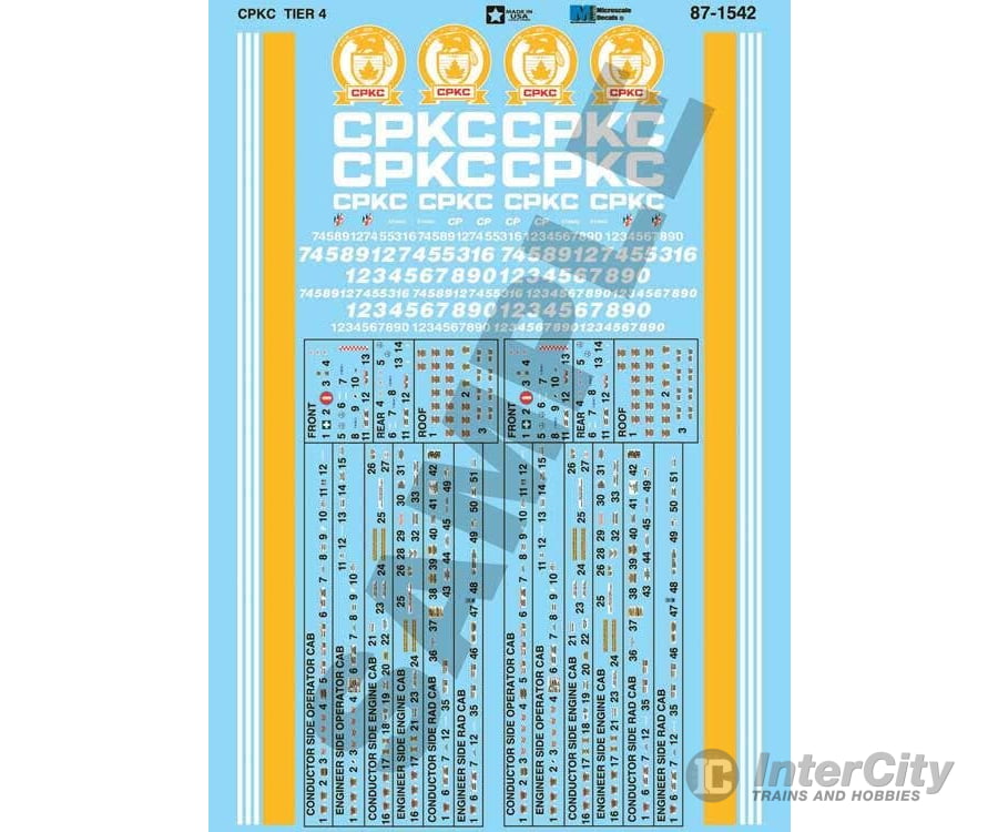 Microscale HO 871542 Railroad Decal Set - Canadian Pacific Kansas City CPKC GE ET44AC Tier 4 Data Sheet Decals