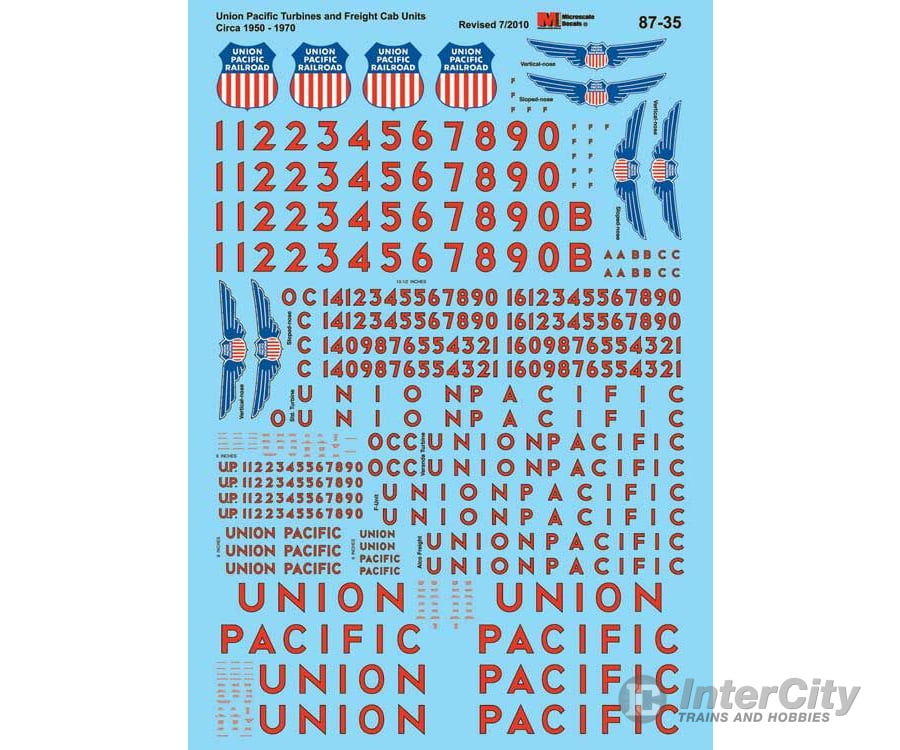 Microscale Ho 8735 Union Pacific - Up -- Diesel & Turbine Locomotives (Gray Yellow) 1960-1980 Decals