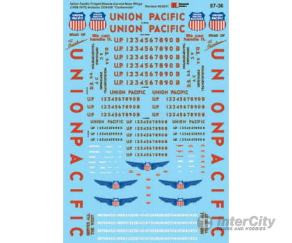 Microscale Ho 8736 Union Pacific - Up -- Freight Diesels (Centennial Curved Wings) 1959-1975 Decals
