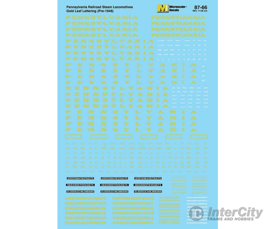 Microscale Ho 8766 Pennsylvania Railroad - Prr -- Steam Locomotives (Gold Lettering) 1910-1948