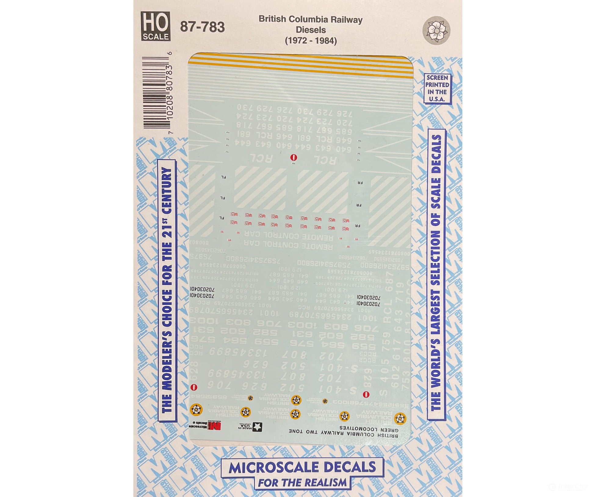 Microscale Ho 87783 British Columbia Railway - Bc Rail -- Diesels (Two-Tone Green) 1972-1984 Decals