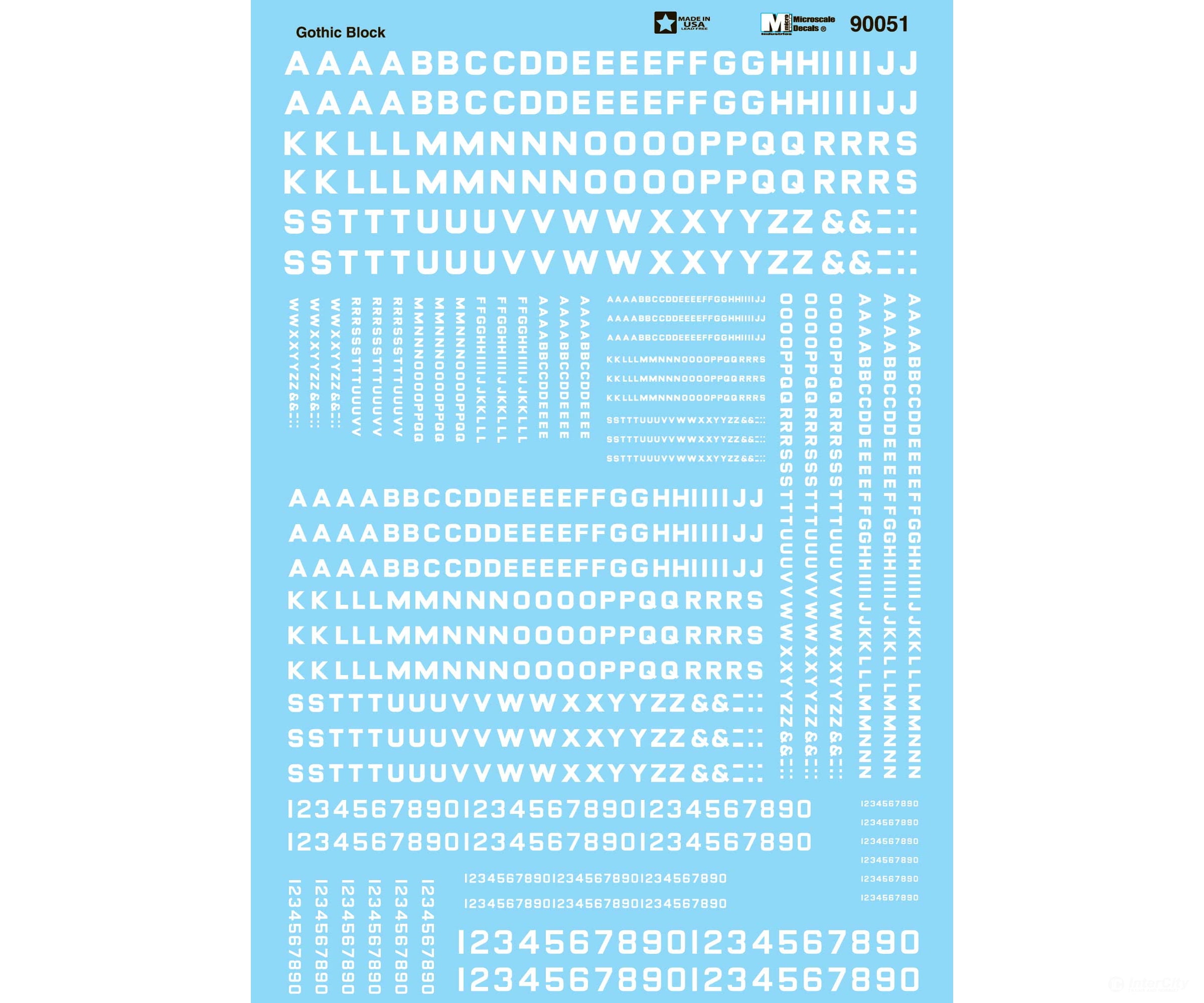 Microscale HO 90051 Alphabets & Numbers - Block Gothic - White - Approximately 4ββ to 16ββ - Decals