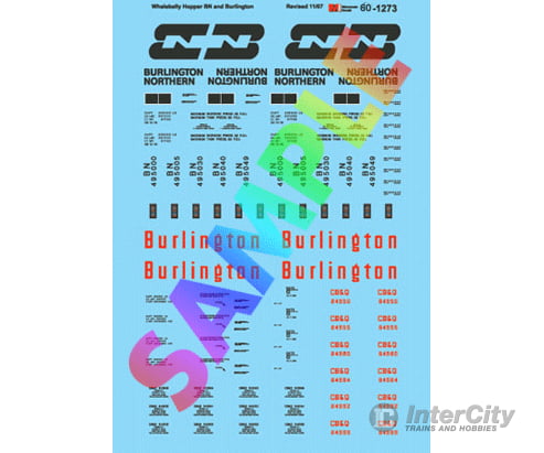 Microscale N 601273 Burlington Northern - Bn Chicago & Quincy Cb&Q -- Whalebelly Hopper Decals