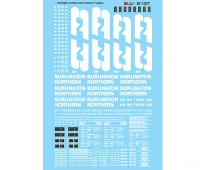 Microscale N 601277 Burlington Northern - BN - ACF Centerflow Hoppers Decals