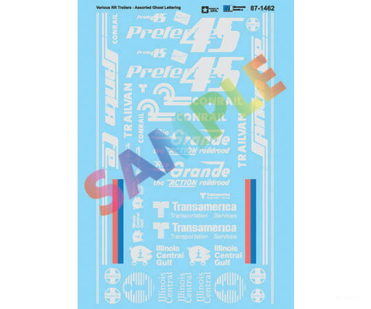 Microscale N 601462 Vehicle Decal Set -- Ghost Lettering For Various Railroad-Owned Trailers (Faded