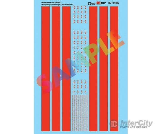 Microscale N 601465 Railroad Decal Set -- Milwaukee Road Heavyweight Passenger Cars Post 1947 Decals