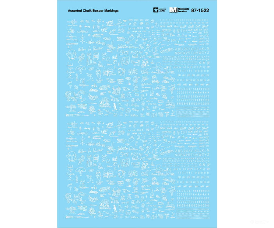Microscale N 601522 Railroad Decal Set -- Assorted Chalk Boxcar Markings Decals