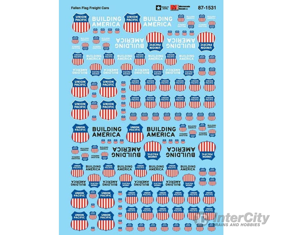 Microscale N 601531 Railroad Decal Set -- Union Pacific Fallen Flags Freight Cars Decals
