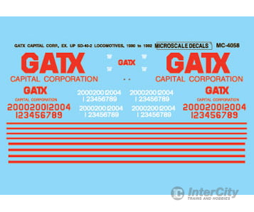 Microscale N 604058 Railroad Decal Set - General American Capital Corp. Lease Fleet Sd40-2 Diesels