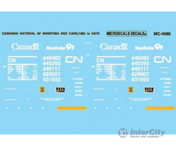 Microscale N 604086 Railroad Decal Set - Cn -- 40’ Box Cars 1985 + Decals