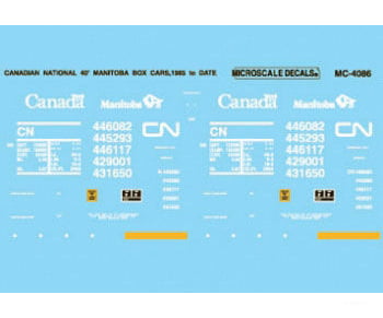 Microscale N 604086 Railroad Decal Set - Cn -- 40’ Box Cars 1985 + Decals