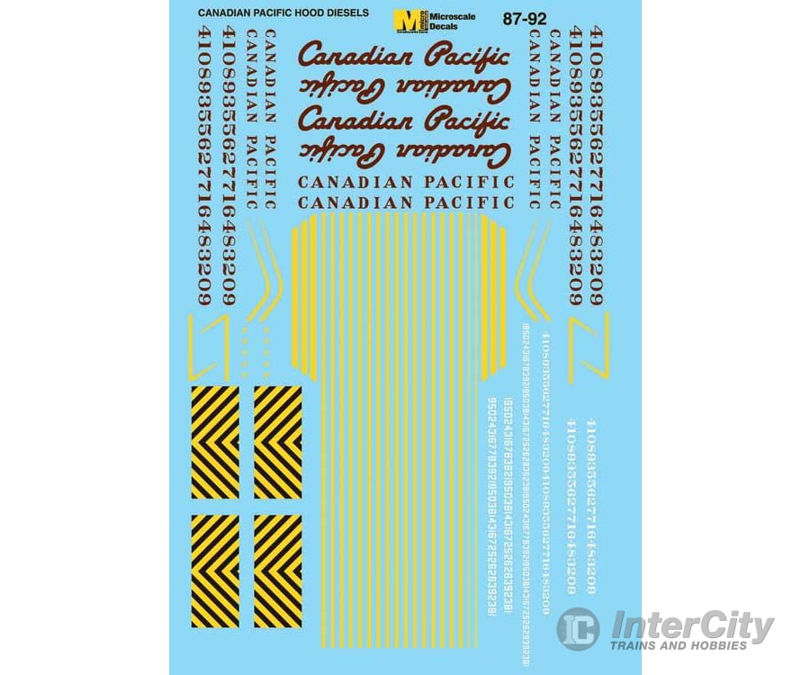 Microscale N 6092 Railroad Decal Set - Canadian Pacific -- Hood Unit Diesels 1950-60 Decals