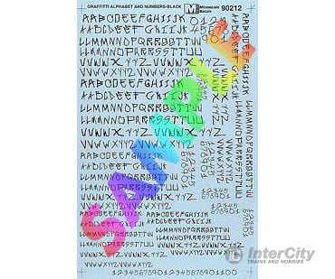 Microscale N 70212 Graffiti Alphabet & Numbers -- Black Decals