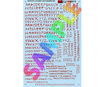 Microscale N 70215 Graffiti Alphabet & Numbers -- Red Decals