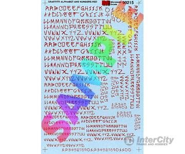 Microscale N 70215 Graffiti Alphabet & Numbers -- Red Decals