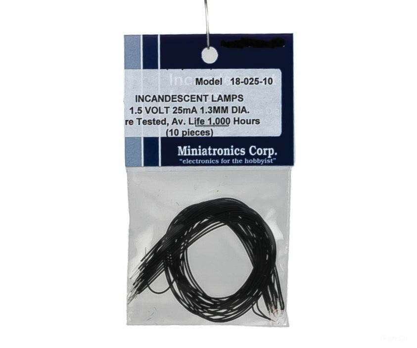 Miniatronics Corp. 1802510 Micro Miniature Lamps 1.5V 25Ma 1.2Mm Diameter - Clear -- Package Of 10