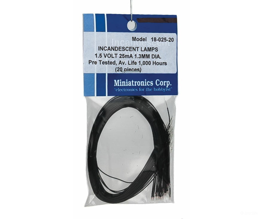 Miniatronics Corp. 1802520 Micro Miniature Lamps 1.5V 25Ma 1.2Mm Diameter - Clear -- Package Of 20