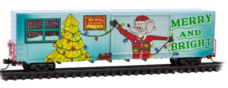 Micro Trains N 10200854 60' Excess-Height Double-Plug-Door Boxcar - 2025 Micro-Mouse Christmas Car (Illuminated Version)