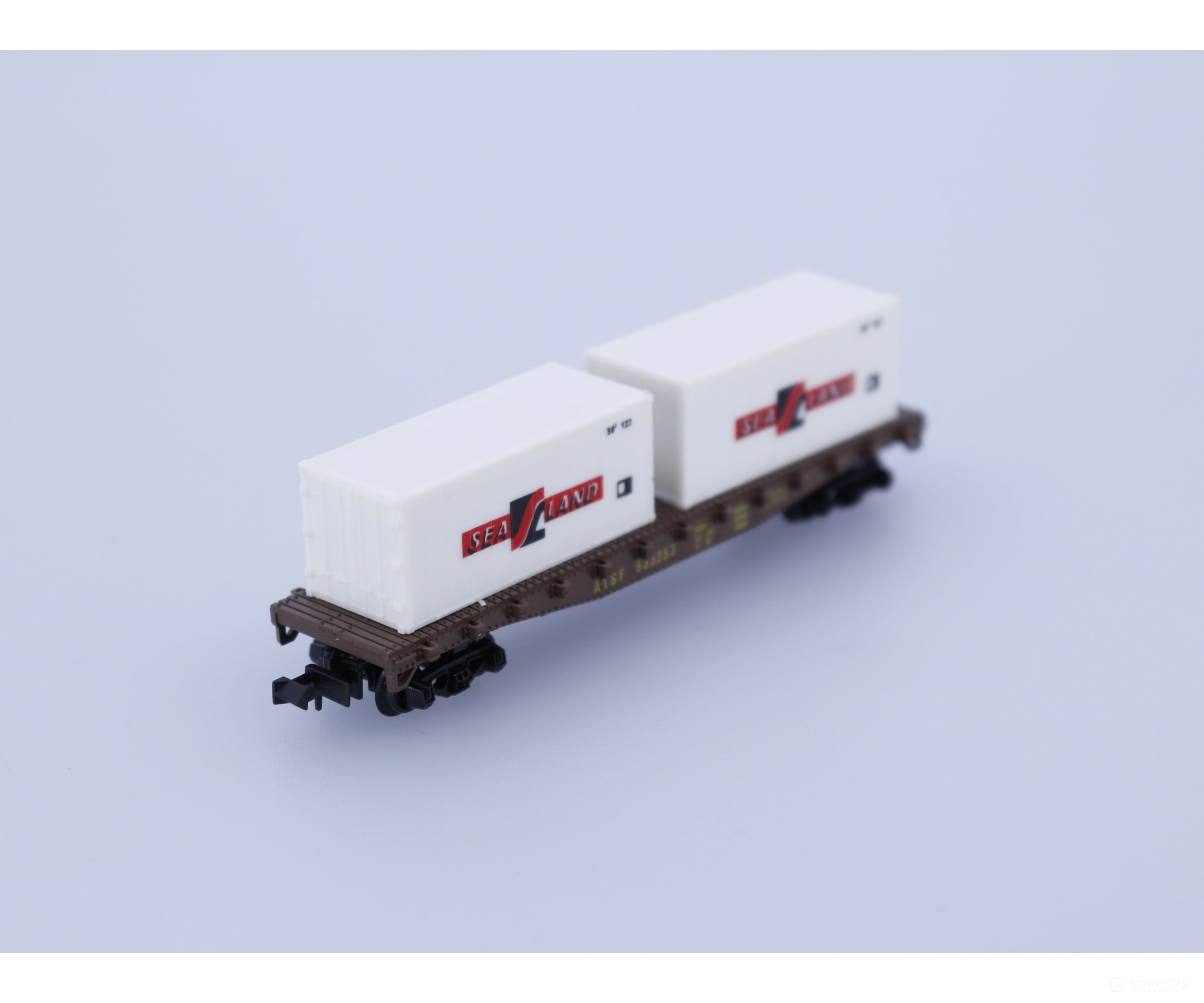 Model Power 4002 N SeaLand Container Flat Car Atchison Topeka and Santa Fe (ATSF) 933253 Freight Cars