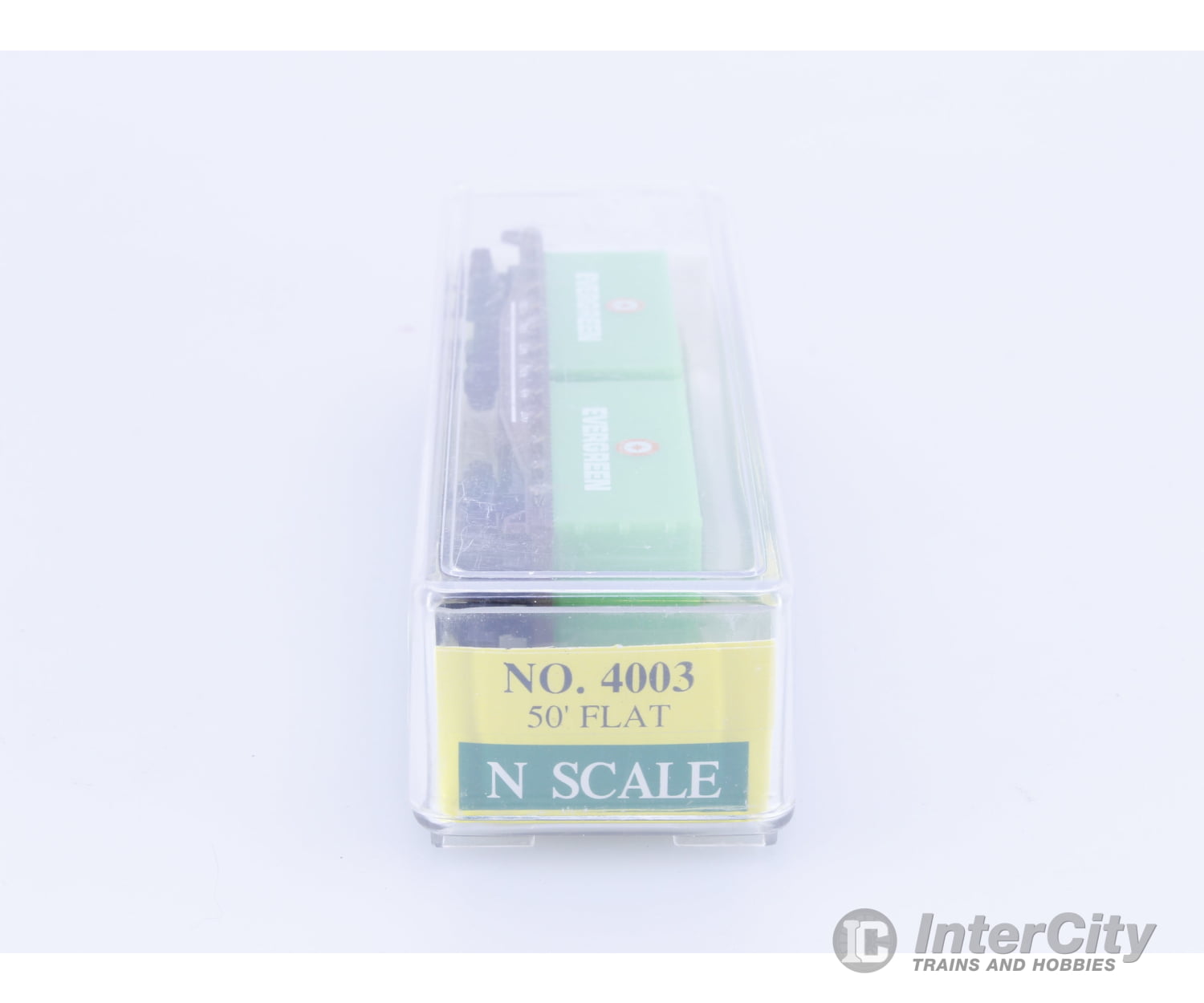 Model Power 4003 N 50’ Flat Car with 2 Evergreen Containers Pennsylvania (PRR) 474200 Freight Cars