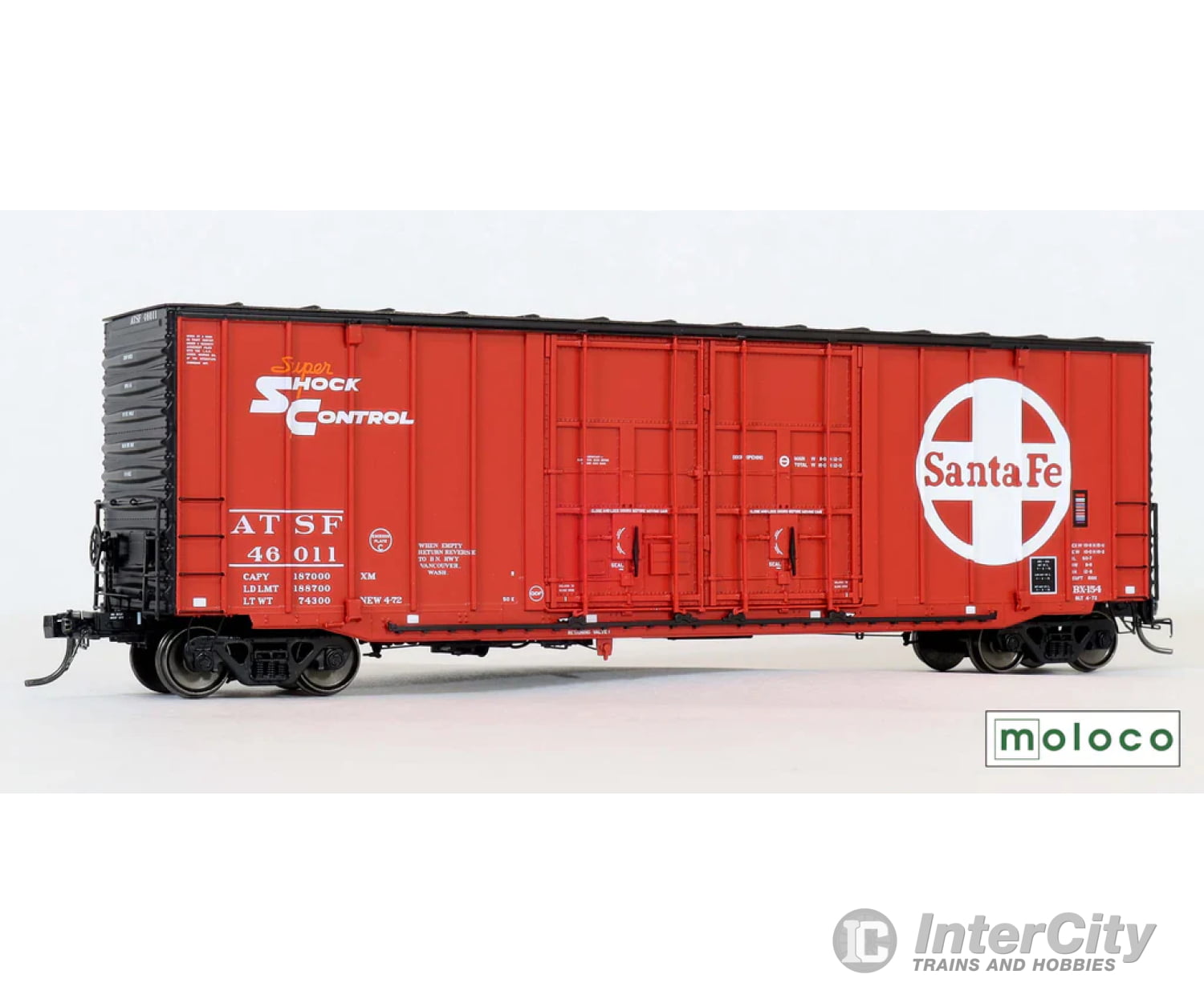 Moloco HO 60001-05 ACF 50’ Hicube NON-Waffle 8 + 8 YPDX - ATSF 46070 Freight Cars