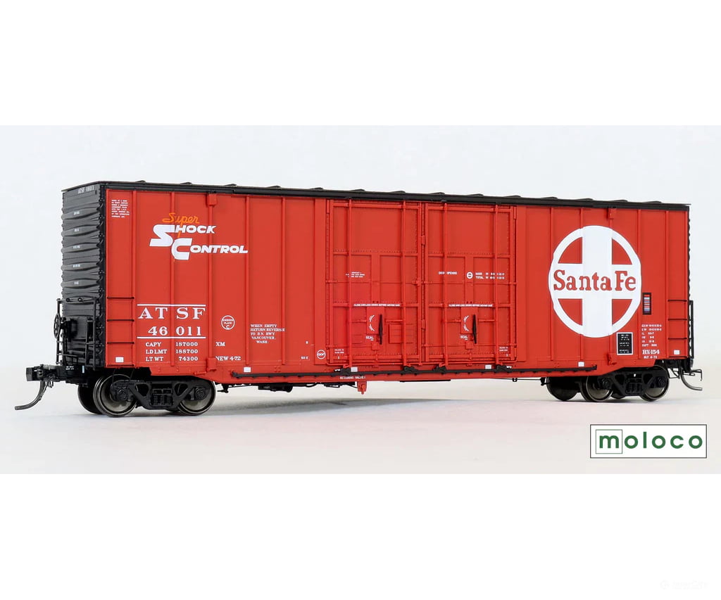 Moloco HO 60001-05 ACF 50’ Hicube NON-Waffle 8 + 8 YPDX - ATSF 46070 Freight Cars