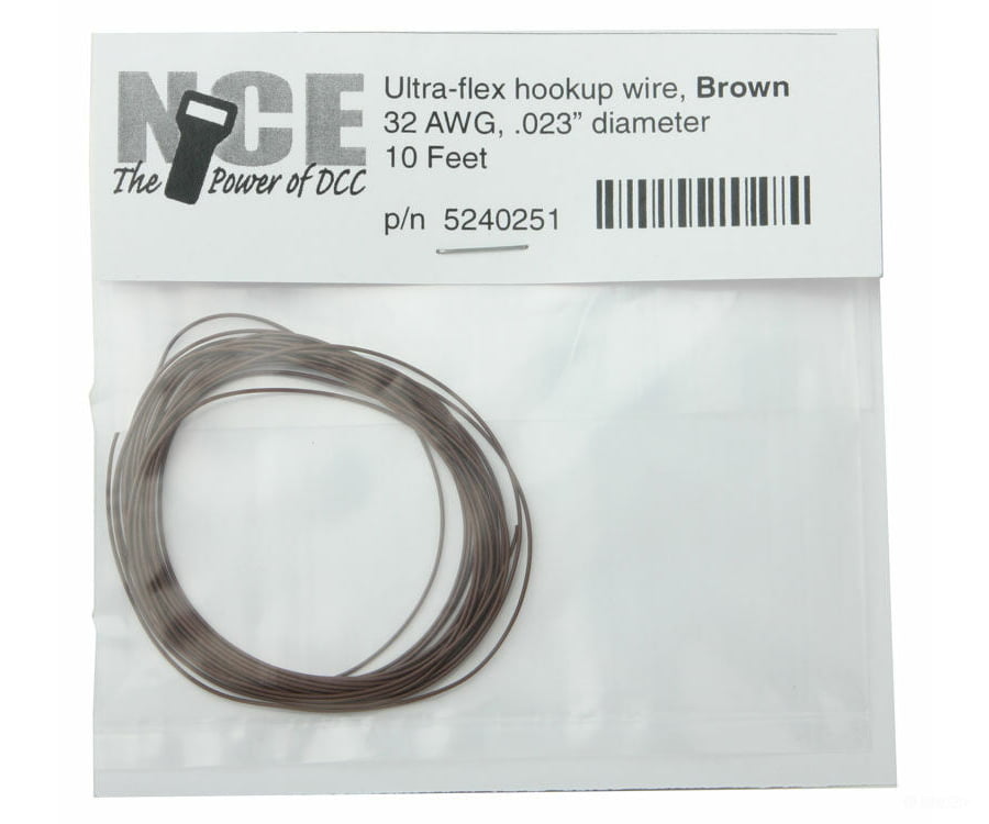 Nce 251 Ultraflex Hook - Up 32Awg.023 Diameter Wire - - Brown 10’ 3.05M Dcc Accessories