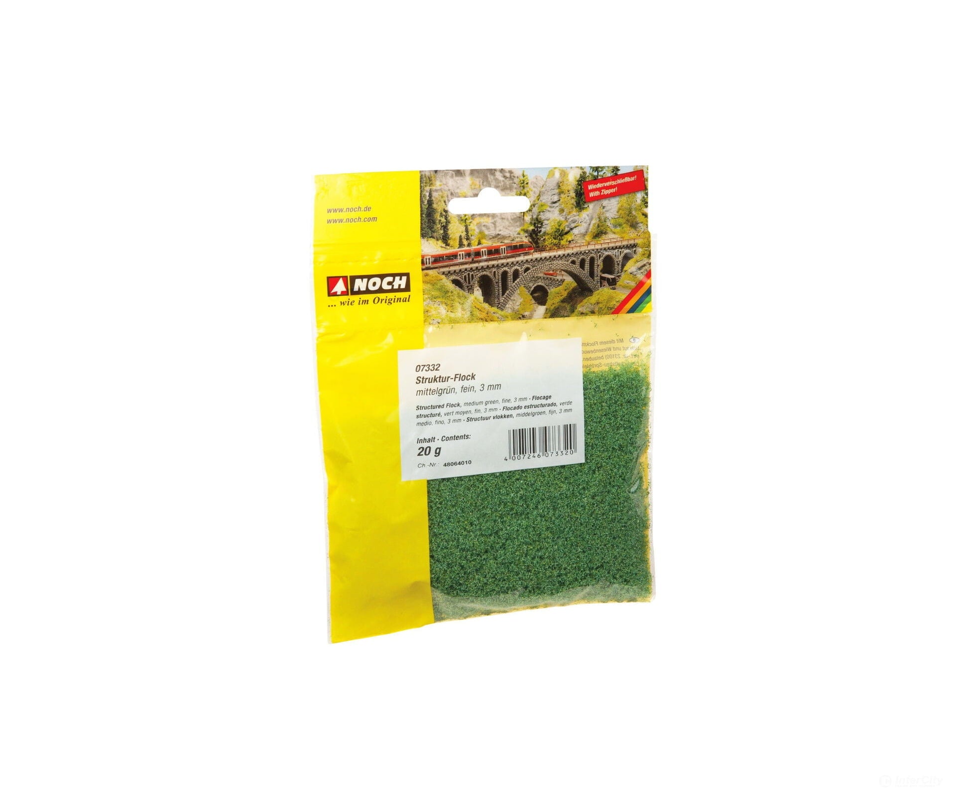 Noch 07332 Structured Flock medium green fine 3 mm Grass & Scenery Mats