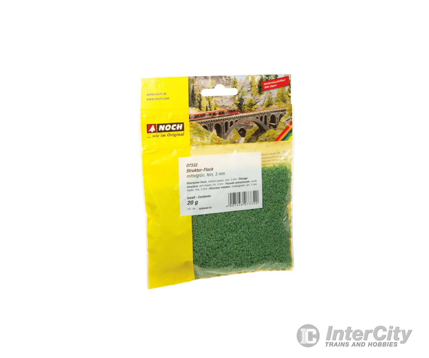 Noch 07332 Structured Flock medium green fine 3 mm Grass & Scenery Mats