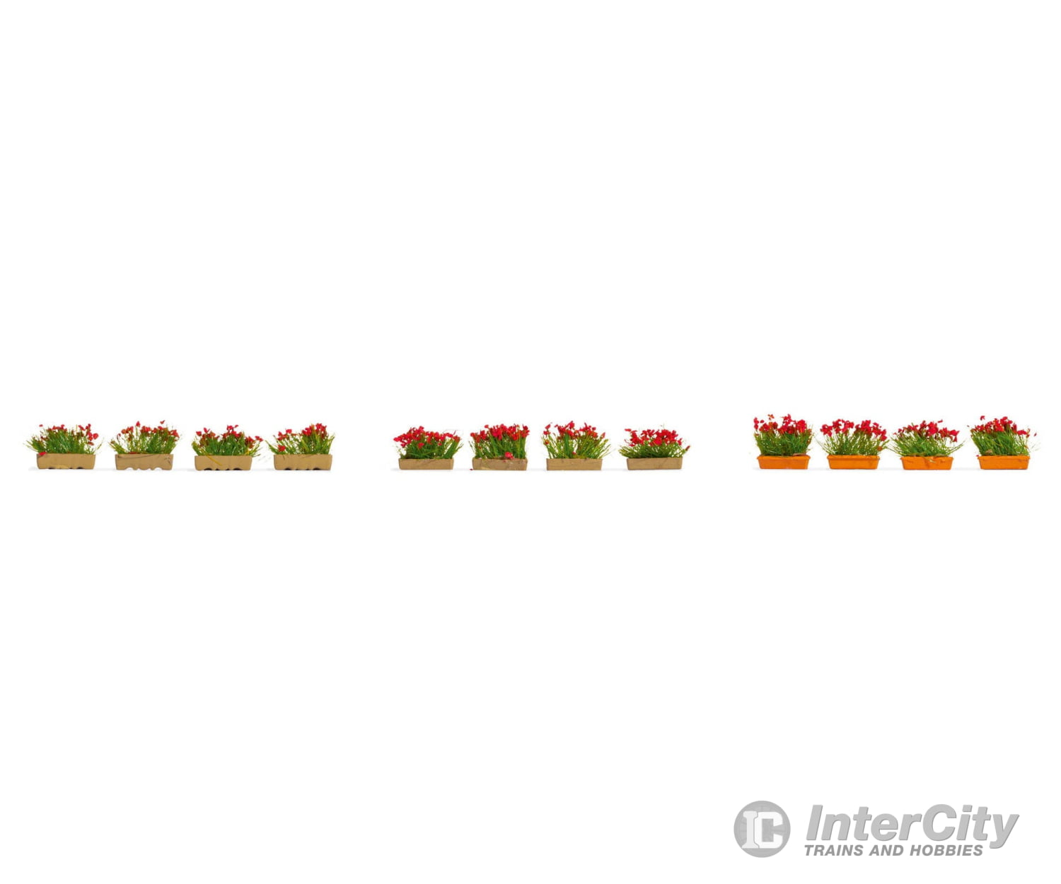 Noch 14010 HO Flower Boxes Blossoming Red Trees & Vegetation