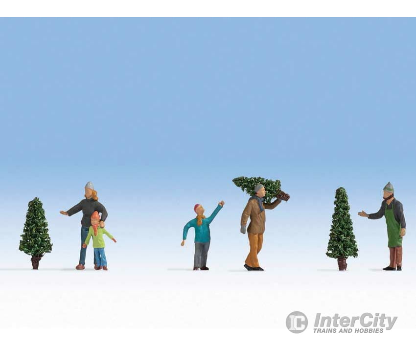 Noch Ho 15927 Christmas Tree Lot Figures -- 5 People 3 Trees