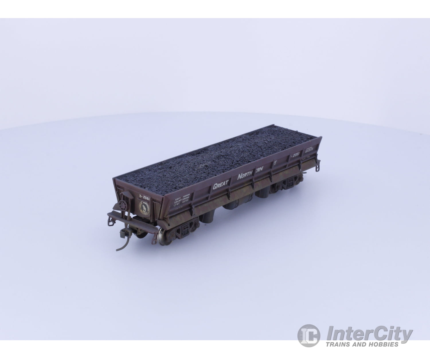 Overland OMI-1317 HO Brass Side Dump Car Paccar Prof. Custom Weathered with Load Great Northern (GN) 2061 Freight Cars