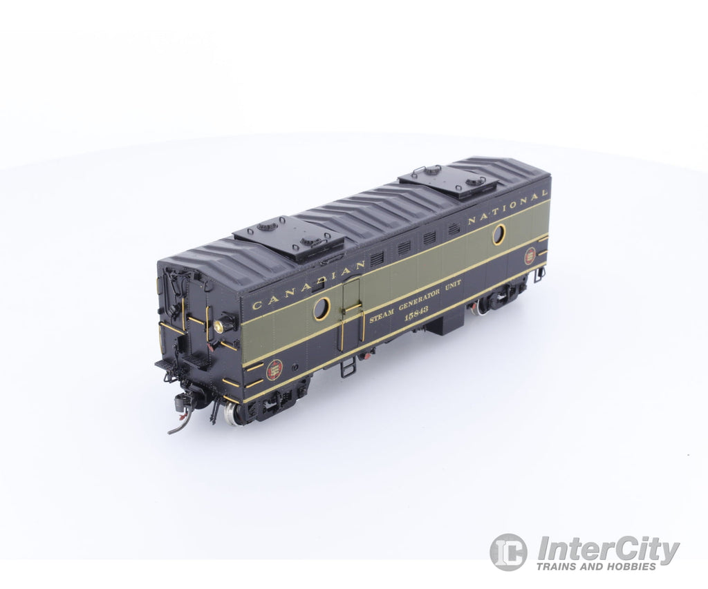 Overland OMI-3102 HO Brass Steam Heater Car 1952 Era Painted Black and Green Canadian National (CN) 15843 Passenger Cars