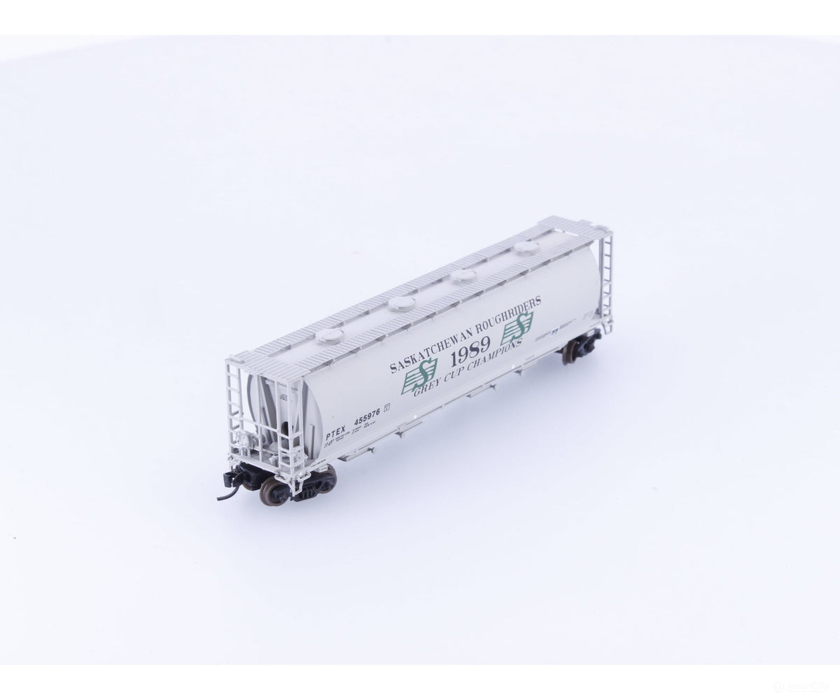 Pacific Western Rail Systems 1088Z N 4 Bay Cylindrical Hopper Saskatchewan Roughriders Grey Cup Champs ’89 (PTEX)