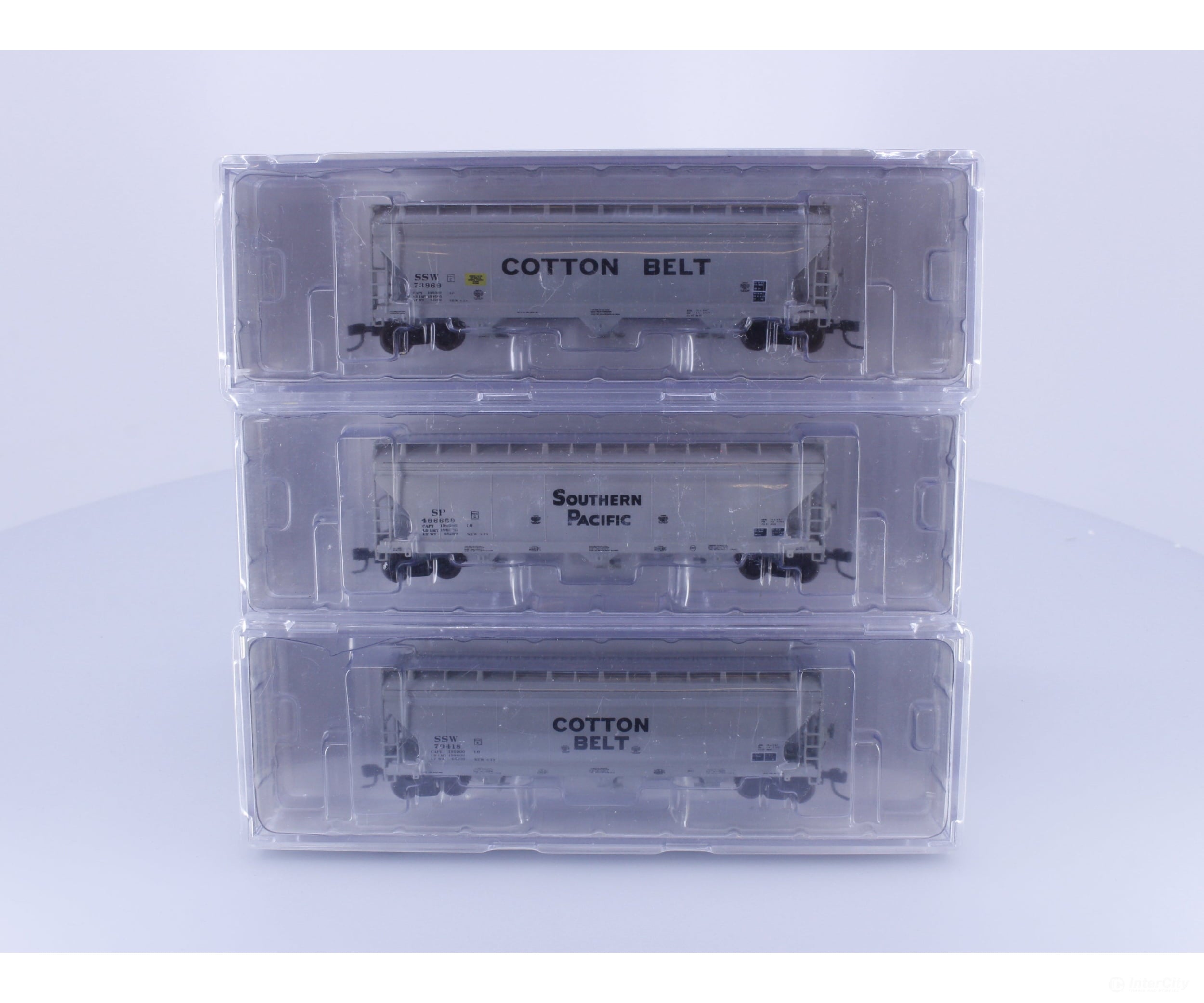 Pacific Western Rail Systems 1090-3B N 3 Pack Set 3 Bay 4650 cu.ft. ACF Covered Hoppers Southern Pacific (SP) Freight