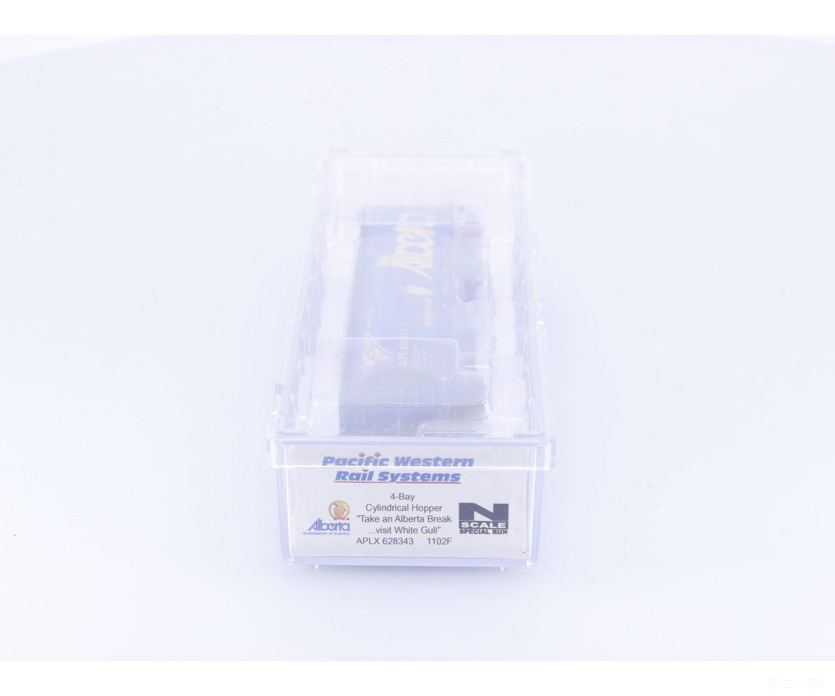 Pacific Western Rail Systems 1102F N 4 Bay Cylindrical Hopper Alberta Break White Gull (APLX) 628343 - Freight Cars