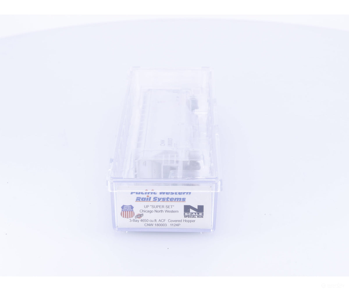 Pacific Western Rail Systems 1124P N 3 Bay ACF Covered Hopper Chicago and North Western (CNW) 180003 - Freight Cars