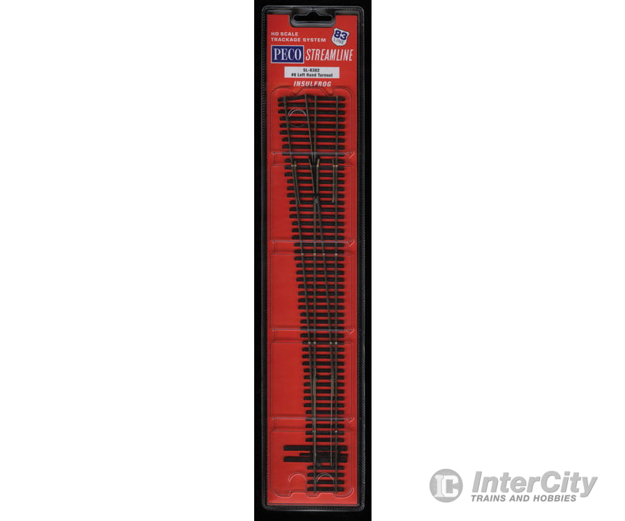 Peco Ho Sl8382 North American-Style Code 83 #8 Turnout - Streamline -- Left Hand Insulfrog Track &