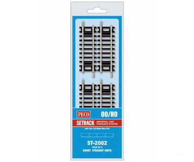 Peco St2002 Code 100 Nickel Silver Short Straight - Setrack 3-1/8 7.9Cm Pkg(4) Track & Turnouts