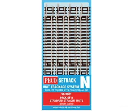 Peco St3001 Code 80 Standard Straight 8-Pack - Setrack Each: 3-7/16 87Mm Track & Turnouts